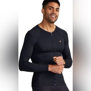 Tommie Copper Mens Black Long Sleeve Compression Shirt with Front Zipper 2XL